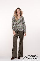 Load image into Gallery viewer, GEISHA BLOUSE FLOWERS lila/green
