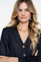 Load image into Gallery viewer, GEISHA BLOUSE DENIM dark blue denim
