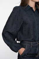 Load image into Gallery viewer, GEISHA BLOUSE WITH LACE DETAILS navy
