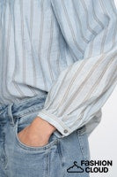 Load image into Gallery viewer, GEISHA BLOUSE STRIPES light blue/greige
