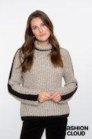 Load image into Gallery viewer, GEISHA PULLOVER STRIPE AT SLEEVE sand melange/brown
