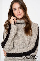 Load image into Gallery viewer, GEISHA PULLOVER STRIPE AT SLEEVE sand melange/brown
