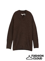 TOM TAILOR DENIM LONG V-NECK PULLOVER soft chocolate brown