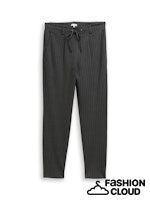 TOM TAILOR JERSEY LOOSE FIT PANTS PINSTRIPE grey white pinstripe