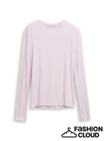 TOM TAILOR DENIM RIB T-SHIRT WITH FRILL EDGE lilac fog