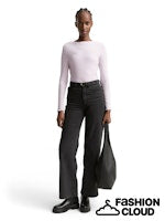 Afbeelding in Gallery-weergave laden, TOM TAILOR DENIM RIB T-SHIRT WITH FRILL EDGE lilac fog
