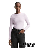 Afbeelding in Gallery-weergave laden, TOM TAILOR DENIM RIB T-SHIRT WITH FRILL EDGE lilac fog

