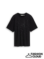 Afbeelding in Gallery-weergave laden, TOM TAILOR DENIM BOYFRIEND T-SHIRT WITH RHINESTONES deep black
