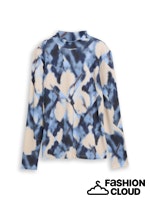 Afbeelding in Gallery-weergave laden, TOM TAILOR T-SHIRT MOCK NECK ALLOVERPRINT blue blurry argyle
