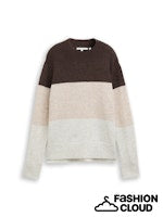 TOM TAILOR DENIM COZY COLOR BLOCK PULLOVER brown camel colorblock
