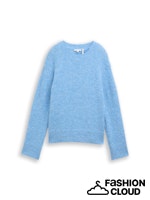 TOM TAILOR KNIT HAIRY CREW-NECK PULLOVER light fjord blue melange