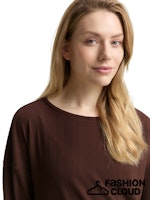 Afbeelding in Gallery-weergave laden, TOM TAILOR T-SHIRT BOATNECK RIB dark pecan brown
