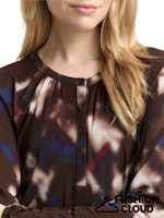 Afbeelding in Gallery-weergave laden, TOM TAILOR T-SHIRT BLOUSE SHAPE ALLOVERPRINTED brown blurry argyle
