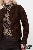 Afbeelding in Gallery-weergave laden, GEISHA CARDIGAN LUREX &amp; SEQUINCES brown/copper
