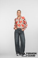 Load image into Gallery viewer, GEISHA BLOUSE PRINT red/wool white
