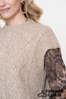 Load image into Gallery viewer, GEISHA SPENCER CABLE ARGYLE sand
