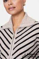 Afbeelding in Gallery-weergave laden, GEISHA CARDIGAN ZIP STRIPED black/sand
