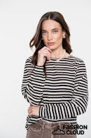 Load image into Gallery viewer, GEISHA TOP STRIPED AJOUR black/off white
