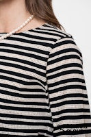 Load image into Gallery viewer, GEISHA TOP STRIPED AJOUR black/off white
