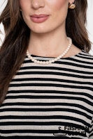 Load image into Gallery viewer, GEISHA TOP STRIPED AJOUR black/off white
