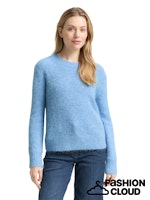 Afbeelding in Gallery-weergave laden, TOM TAILOR KNIT HAIRY CREW-NECK PULLOVER light fjord blue melange
