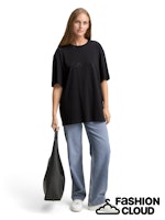Afbeelding in Gallery-weergave laden, TOM TAILOR DENIM BOYFRIEND T-SHIRT WITH RHINESTONES deep black
