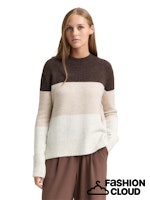 Load image into Gallery viewer, TOM TAILOR DENIM COZY COLOR BLOCK PULLOVER brown camel colorblock
