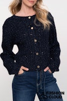 Afbeelding in Gallery-weergave laden, GEISHA CARDIGAN LUREX &amp; SEQUINCES navy
