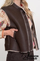Afbeelding in Gallery-weergave laden, GEISHA GILET IM LAMMY + ZIP brown/cream
