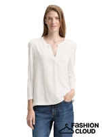 Afbeelding in Gallery-weergave laden, TOM TAILOR T-SHIRT FABRIC MIX HENLEY whisper white
