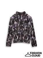 Afbeelding in Gallery-weergave laden, TOM TAILOR DENIM PRINTED BLOUSE T-SHIRT black brown abstract print
