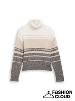 Load image into Gallery viewer, TOM TAILOR DENIM KNIT STRIPED TURTLE-NECK beige grey colorflow stripe
