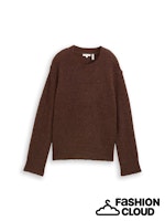 TOM TAILOR KNIT HAIRY CREW-NECK PULLOVER dark pecan brown melange
