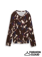 TOM TAILOR T-SHIRT BLOUSE SHAPE ALLOVERPRINTED brown blurry argyle