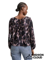Afbeelding in Gallery-weergave laden, TOM TAILOR DENIM VOLUME SLEEVE BLOUSE black brown abstract print
