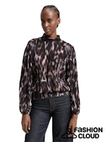 Afbeelding in Gallery-weergave laden, TOM TAILOR DENIM PRINTED BLOUSE T-SHIRT black brown abstract print
