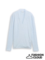 Load image into Gallery viewer, TOM TAILOR T-SHIRT V-NECK COSY RIB light fjord blue
