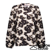 Load image into Gallery viewer, GEISHA BLOUSE FLOWERS wool white/black
