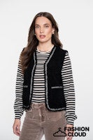 Load image into Gallery viewer, GEISHA TOP STRIPED AJOUR black/off white
