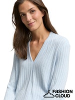 Load image into Gallery viewer, TOM TAILOR T-SHIRT V-NECK COSY RIB light fjord blue
