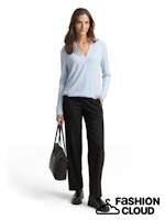 Load image into Gallery viewer, TOM TAILOR T-SHIRT V-NECK COSY RIB light fjord blue
