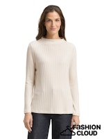 Load image into Gallery viewer, TOM TAILOR T-SHIRT COSY WIDE RIB MOCK NECK sand stone beige melange
