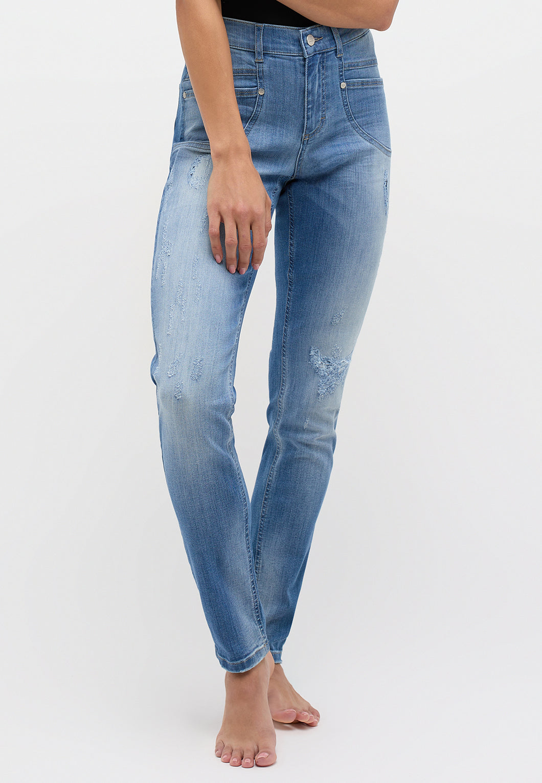 ANGELS JEANS SKINNY POCKET light blue used destroyed