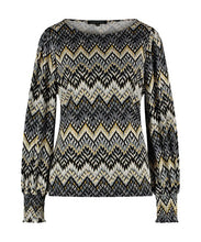 Load image into Gallery viewer, TRAMONTANA TOP FLAME STITCH print greys
