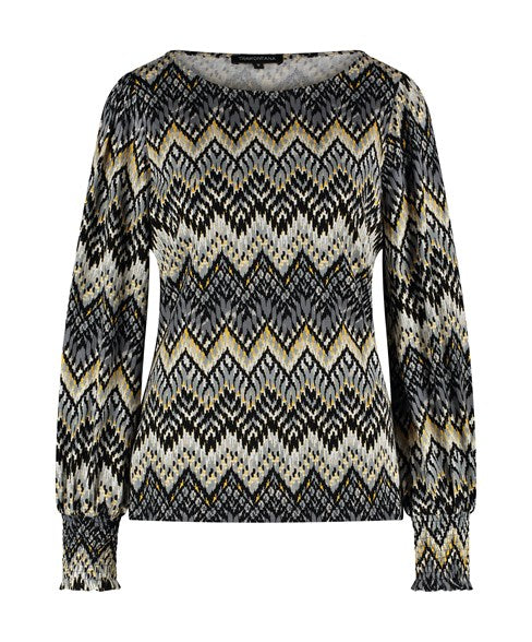TRAMONTANA TOP FLAME STITCH print greys