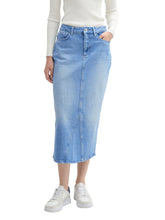 Load image into Gallery viewer, TOM TAILOR DENIM MIDI DENIM SKIRT used mid stone blue

