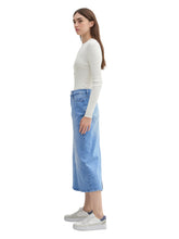 Load image into Gallery viewer, TOM TAILOR DENIM MIDI DENIM SKIRT used mid stone blue
