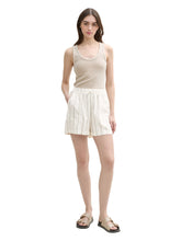 Load image into Gallery viewer, TOM  TAILOR DENIM SPORTIVE LINEN SHORTS white olive vertical stripe
