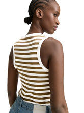 Afbeelding in Gallery-weergave laden, TOM TAILOR DENIM RIB RACERBACK TOP olive white stripe
