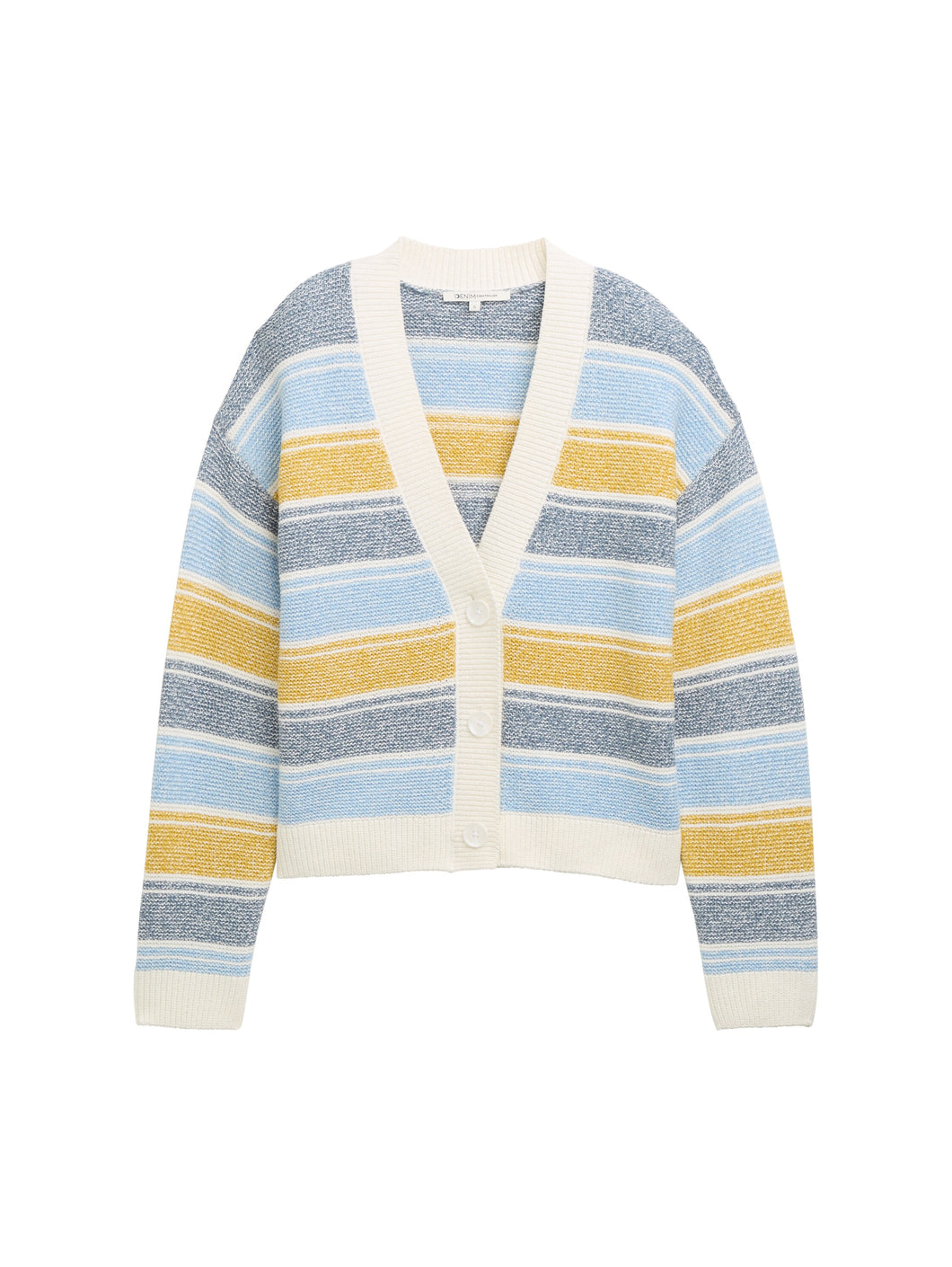 TOM TAILOR DENIM MULTICOLOR KNIT CARDIGAN blue yellow stripe